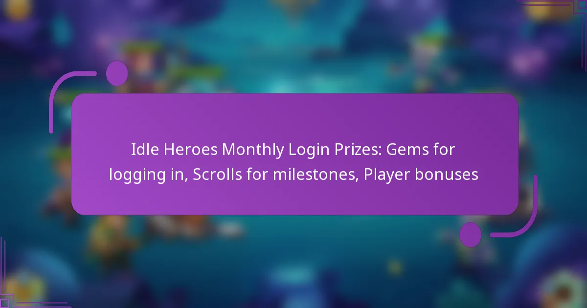 Idle Heroes Monthly Login Prizes: Gems for logging in, Scrolls for milestones, Player bonuses