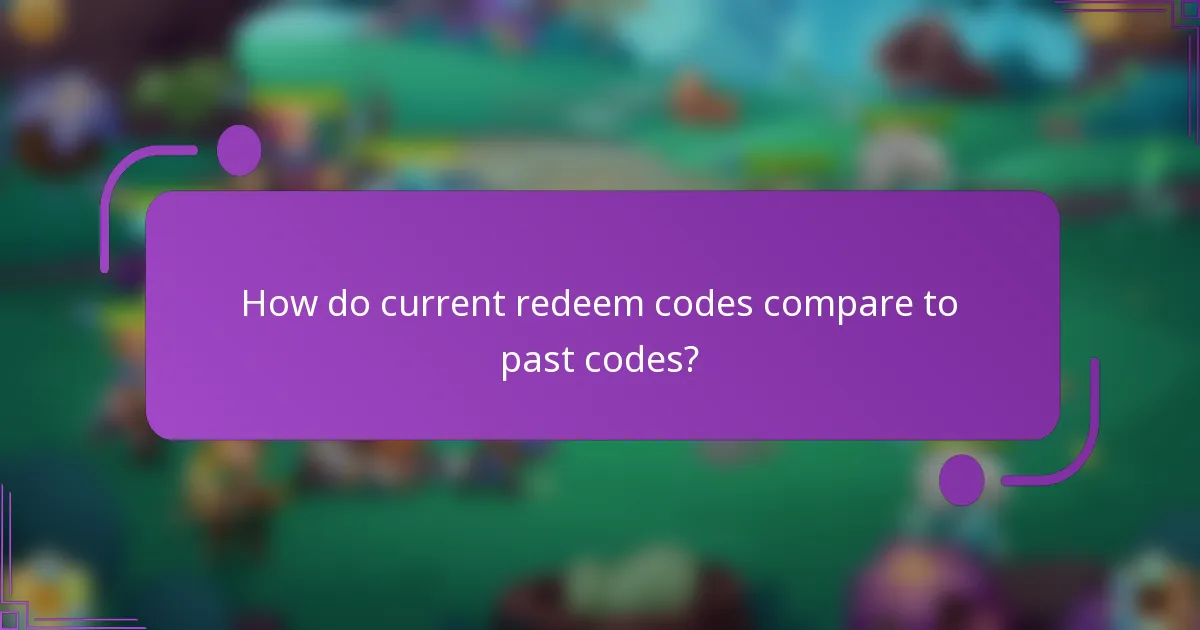 How do current redeem codes compare to past codes?