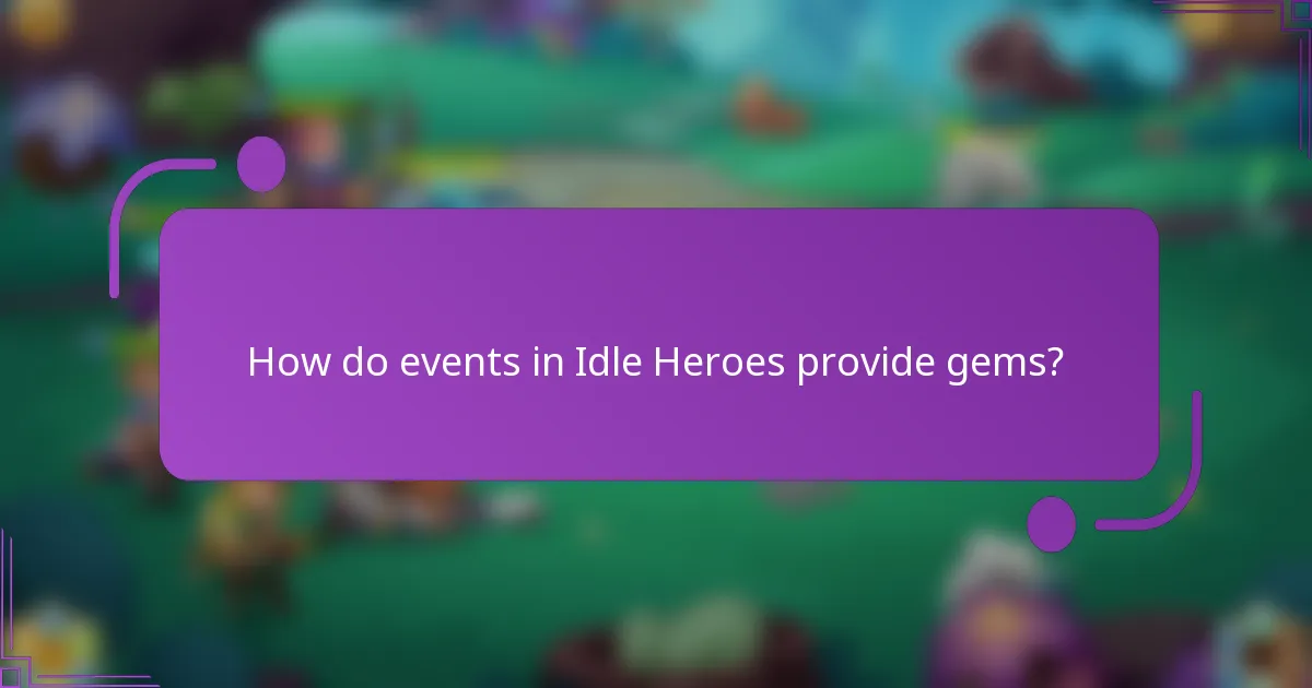 How do events in Idle Heroes provide gems?