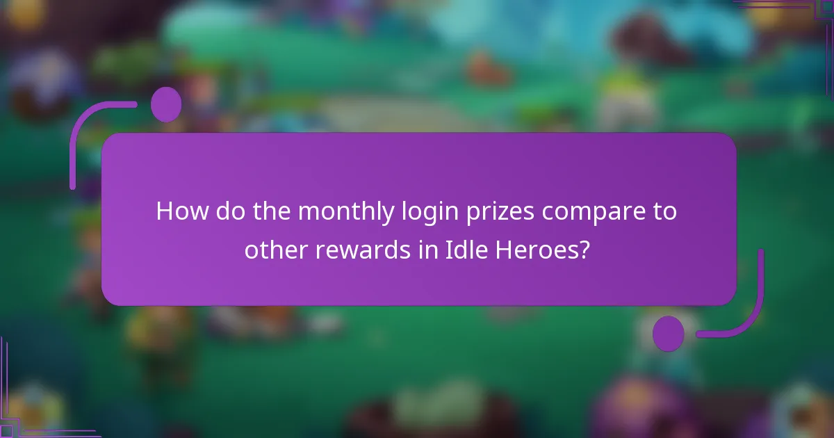 How do the monthly login prizes compare to other rewards in Idle Heroes?