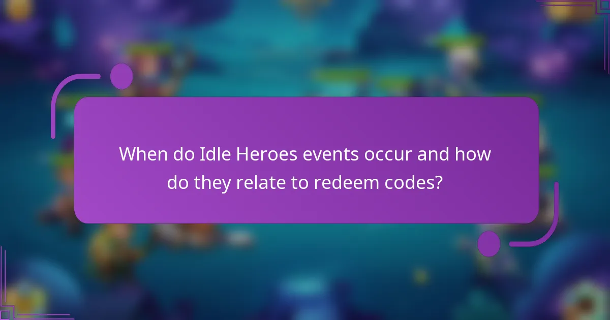 When do Idle Heroes events occur and how do they relate to redeem codes?