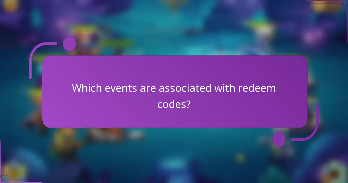 Which events are associated with redeem codes?